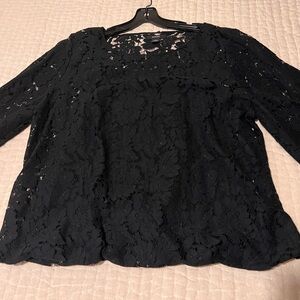 Alfani lace blouse with bell sleeves size L